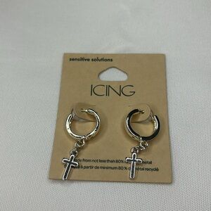 Icing Cross Earrings Silver